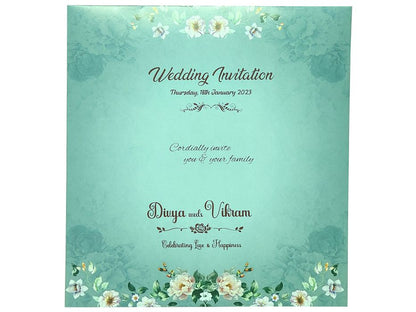 Blue Floral MDF Laser Cut Invitation Card-KNKA8062-King of Cards