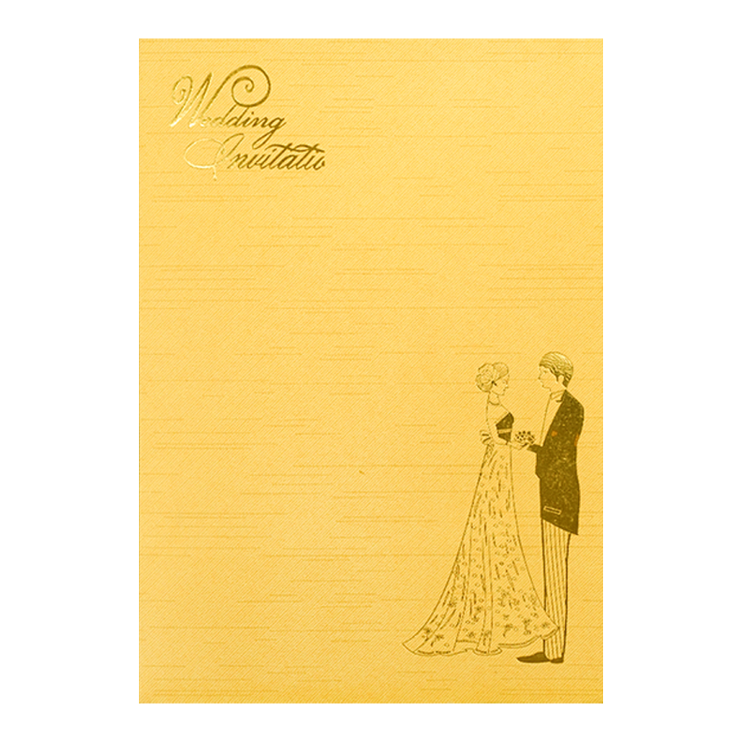 Yellow Western Couple Wedding Card-KNKR035G