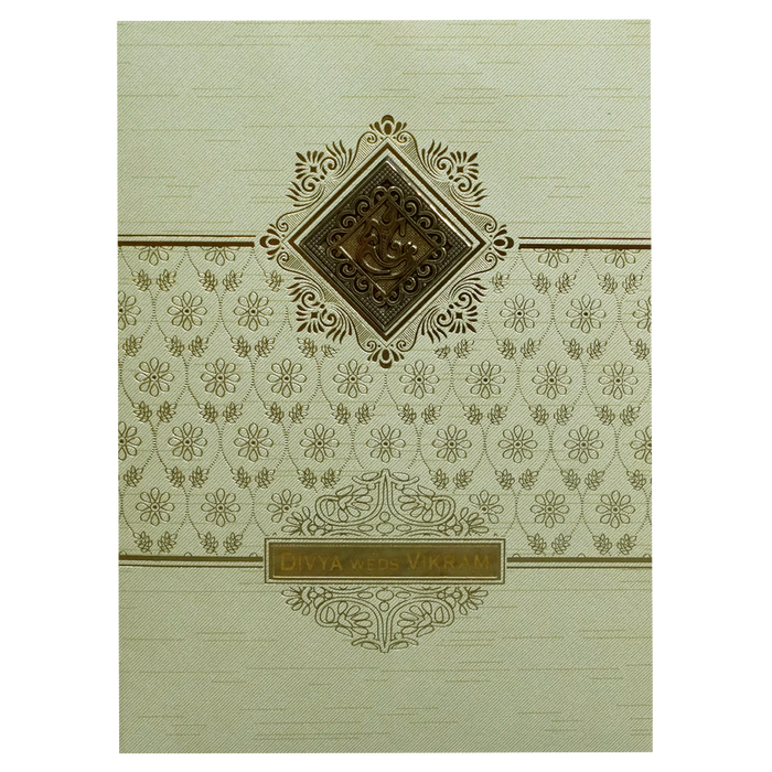 Pista Green Ganesha Nameplate Wedding Card-King of Cards