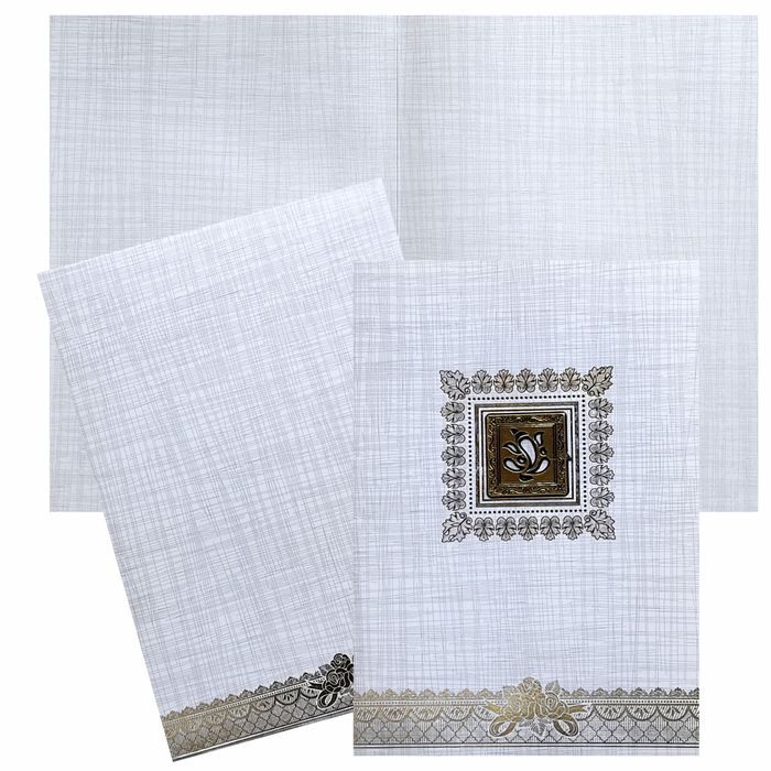 Grey Metallic Invitation Card With Gold Foiling Design-KNCP23GF-King of Cards