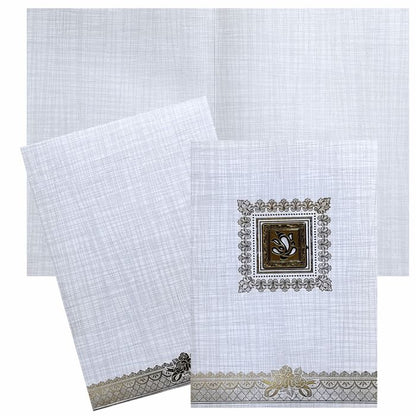 Grey Metallic Invitation Card With Gold Foiling Design-KNCP23GF-King of Cards