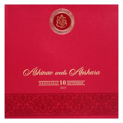 Red Floral Door Box Wedding Card-King of Cards