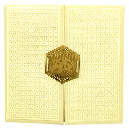 Cream Embossed Padded Invitation Card-KRC28020