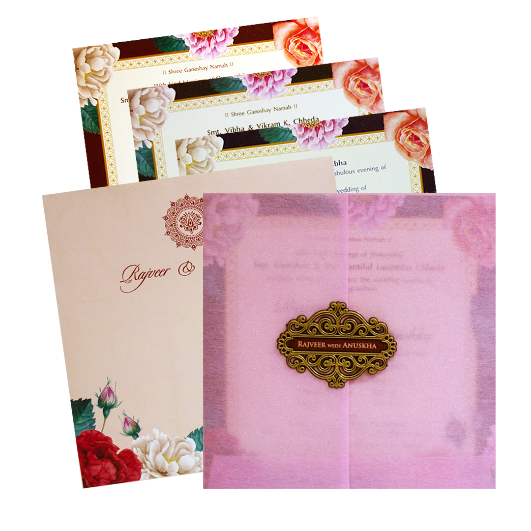 Make your event special with our exclusive Pink Floral Tracing Wedding Invitation. Shop now! ?WhatsApp Support ?Express Delivery.