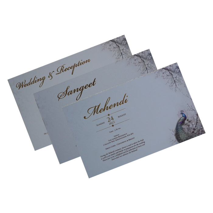 Grey Padded Marriage Invitation Card-King of Cards