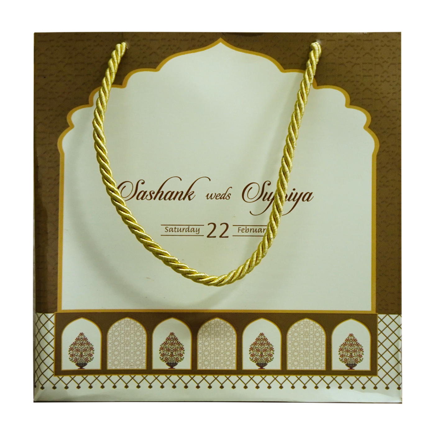 Brown Traditional Box Wedding Invitation-KRC30880