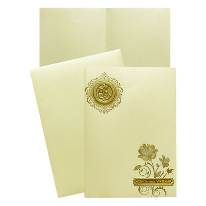 White Floral Nameplate Invitation Card-King of Cards