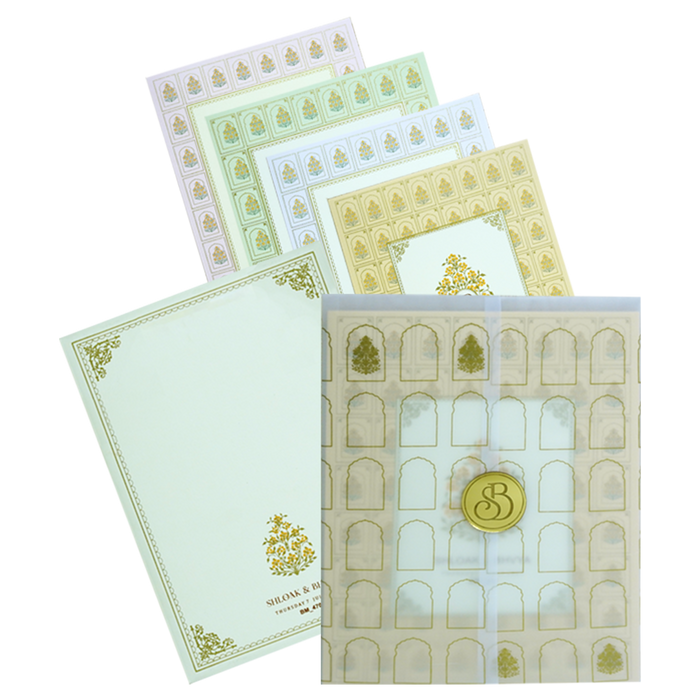 Cream Tracing Sheet Wedding Card Design-King of Cards