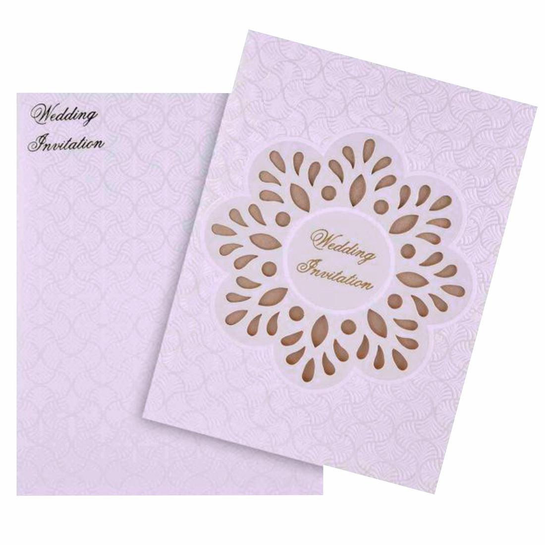 Awesome White Color With Cut Flower Theme Wedding Card - KNK30451