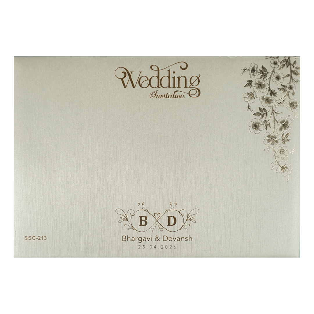 Buy Cream Gold Floral Padded Wedding Card