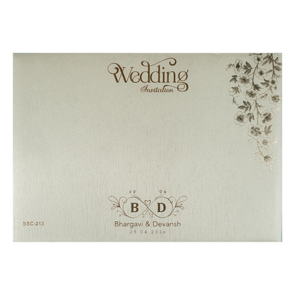 Buy Cream Gold Floral Padded Wedding Card
