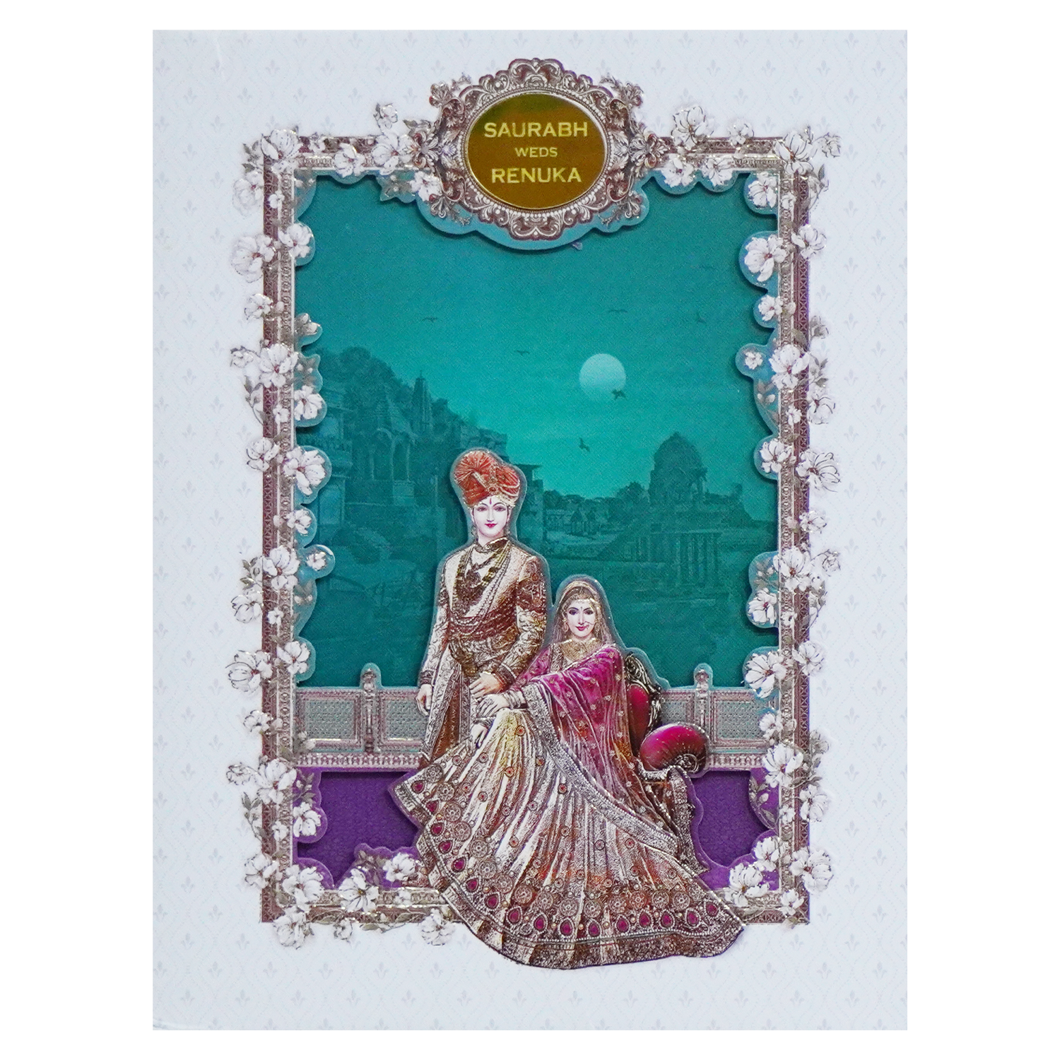 White Blue Padded Invitation-KSI12260