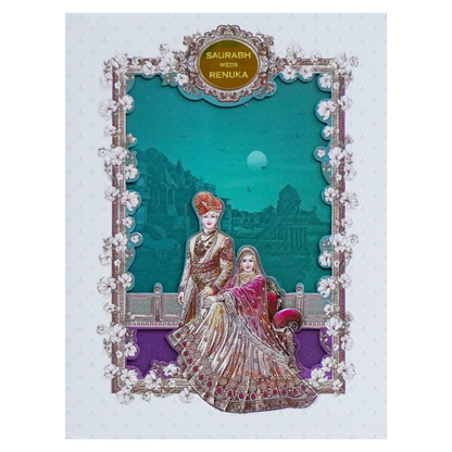 White Blue Padded Invitation-KSI12260