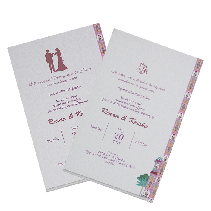 Pink Pop-Up Soft Fabric Wedding Card-King of Cards