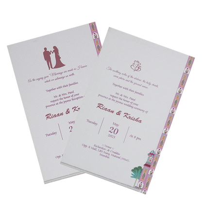 Pink Pop-Up Soft Fabric Wedding Card-King of Cards