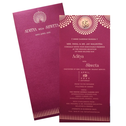 Make your event special with our exclusive Dark Raspberry Single Wedding Card. Shop now! ?WhatsApp Support ?Express Delivery.