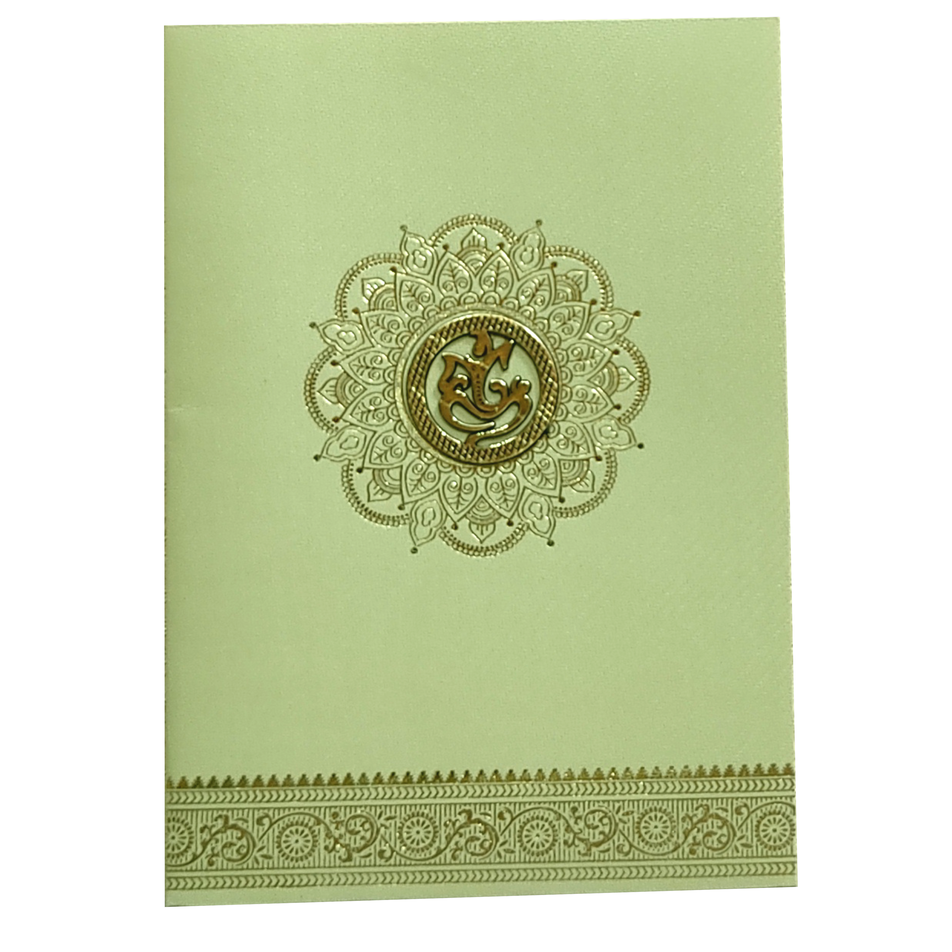 Green Traditional Indian Wedding Card-KNKTGN026