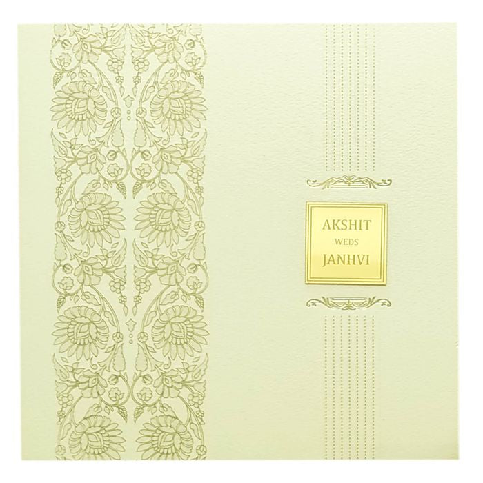 White Floral Padded Invitation Card-King of Cards