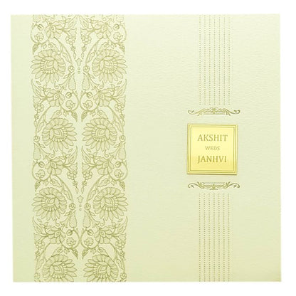 White Floral Padded Invitation Card-King of Cards