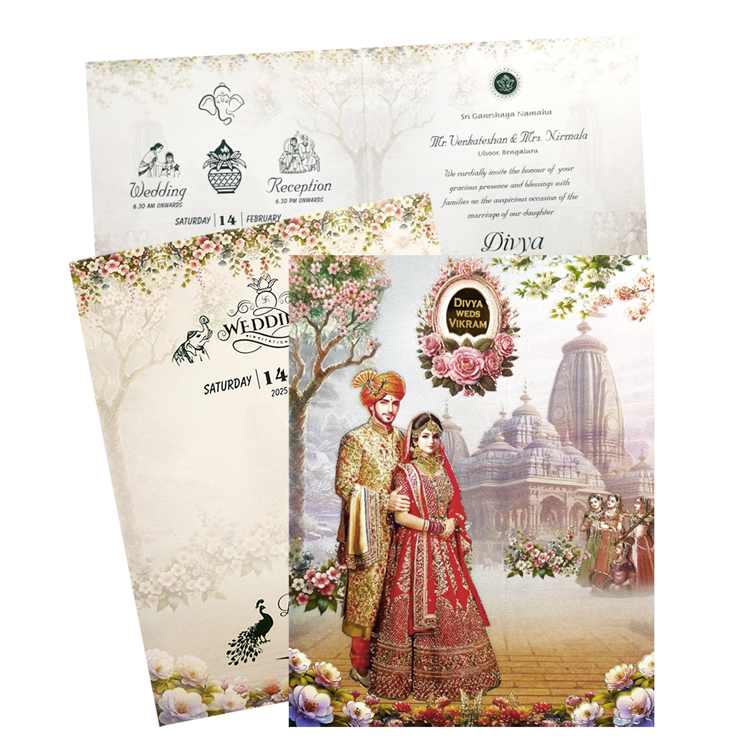 Grey Royal Bride Groom Box Wedding Card-KNKN6318