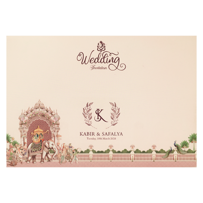 Pink Palace Elephant Padded Wedding Card-KSSC2470