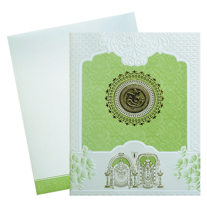 Green and White God Inspired Wedding Card-KNK7079G