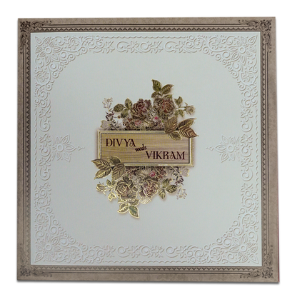 Brown Rose Floral Wedding Card-KNSN6712B