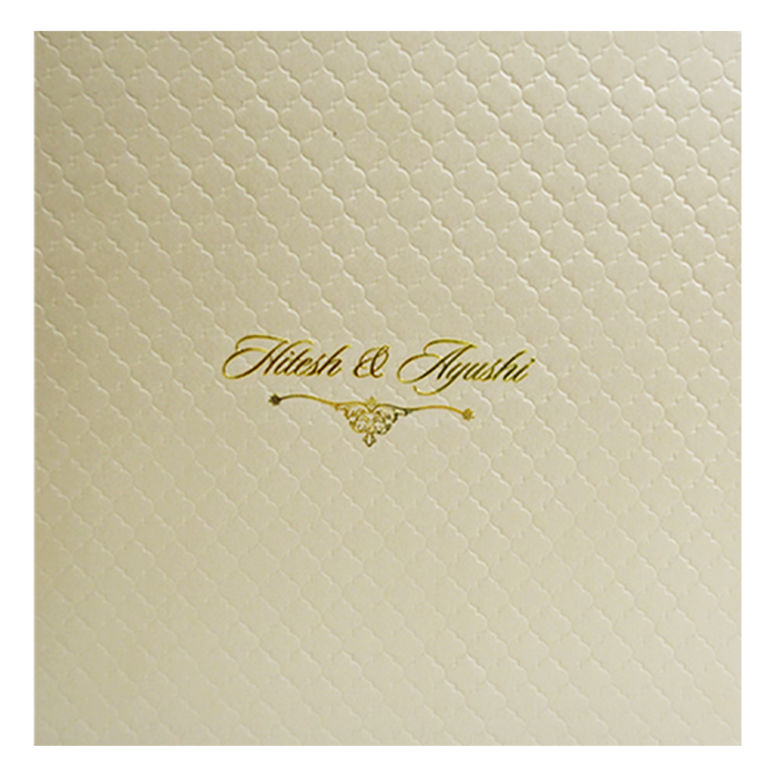Light Brown Embossed Padded Wedding Card-King of Cards