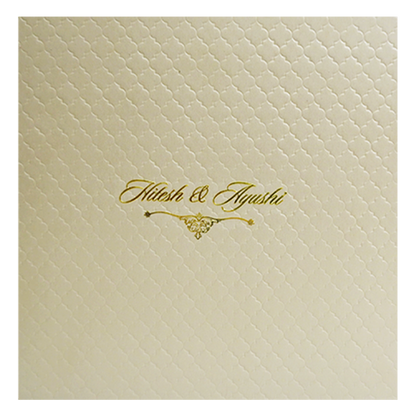 Light Brown Embossed Padded Wedding Card-King of Cards