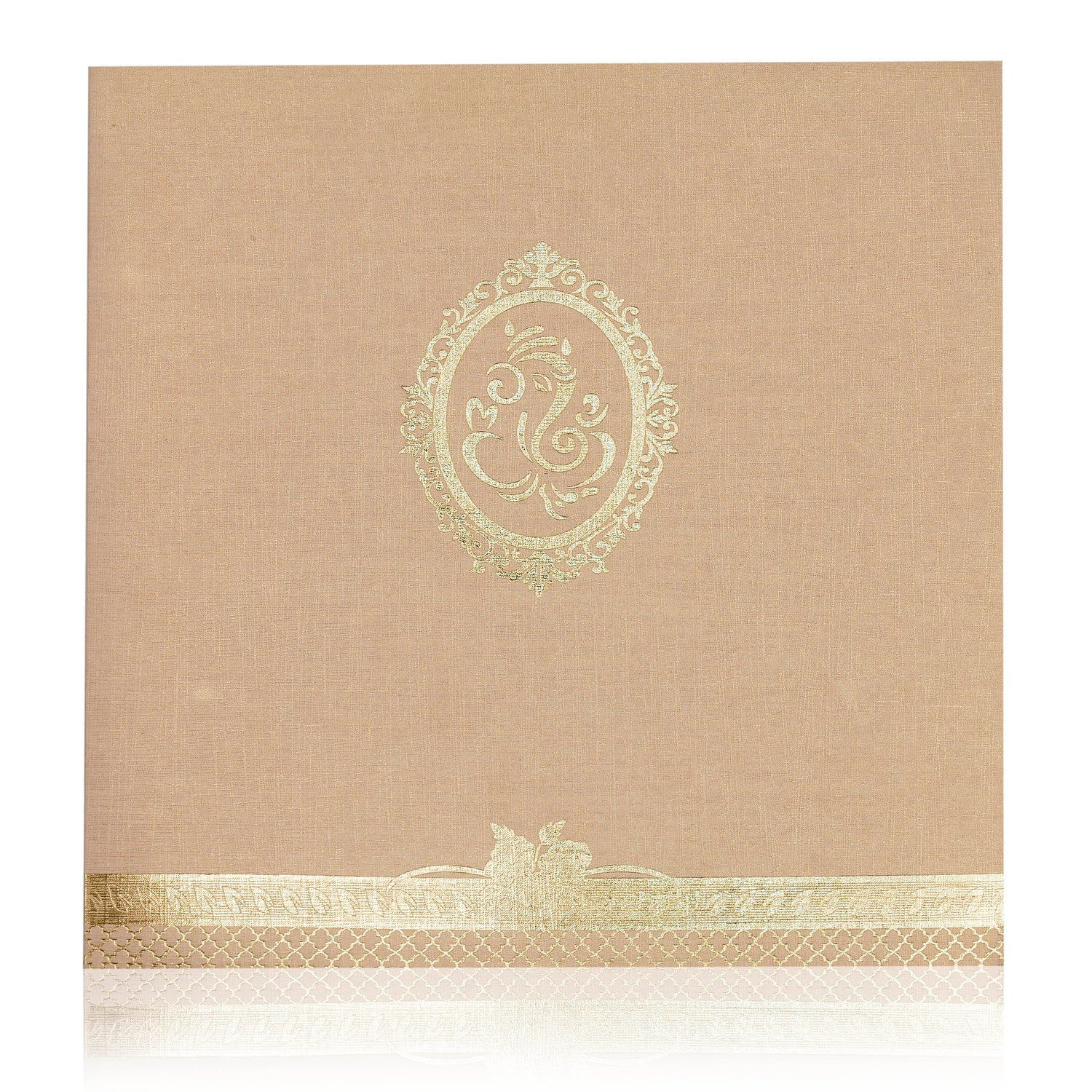 Grey Metallic Ganesha Invite With Gold Foiling
