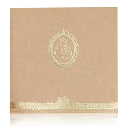 Grey Metallic Ganesha Invite With Gold Foiling