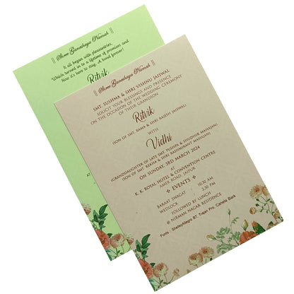 Soft Green Floral Invitation Card-KRC29780