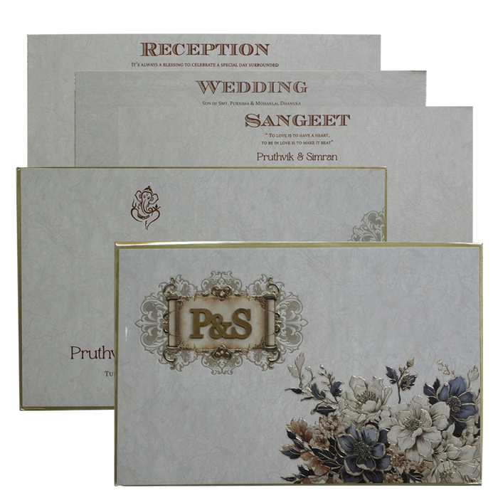 Dusty Grey Padded Invitation Card-King of Cards
