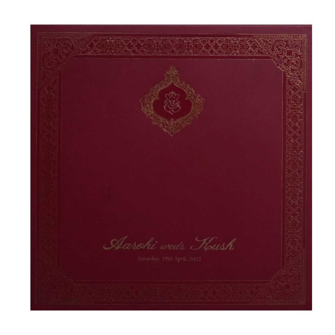 Red Embossed Marriage Card-KPR09310