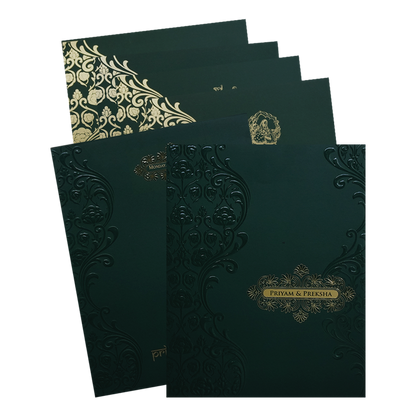 Dark Green Floral Marriage Card-King of Cards