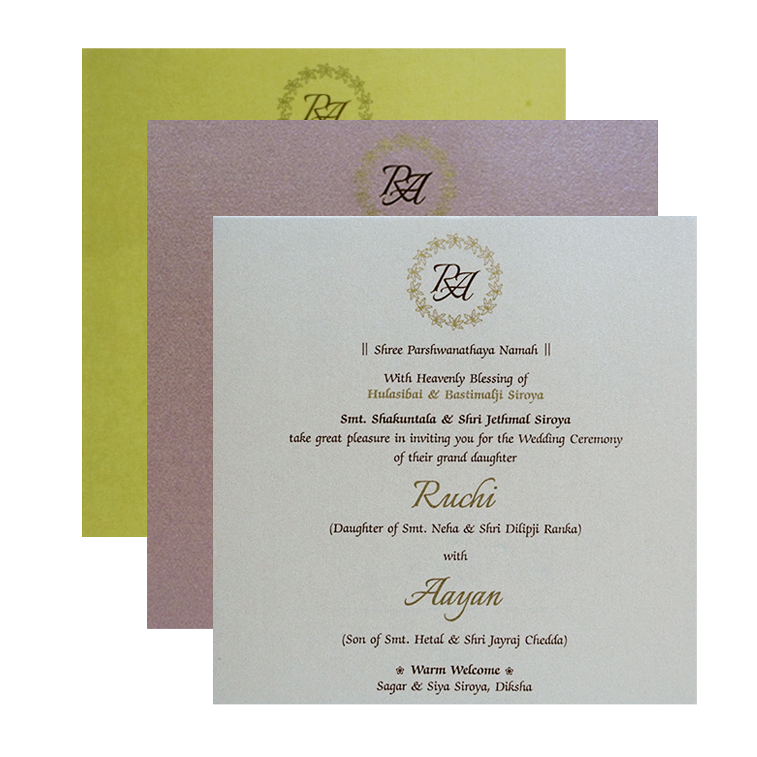 Blue Floral Nameplate Wedding Card-KRC30282