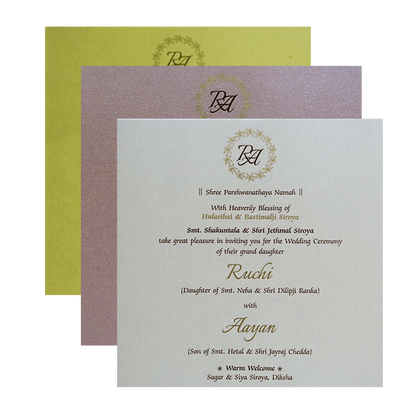 Blue Floral Nameplate Wedding Card-KRC30282