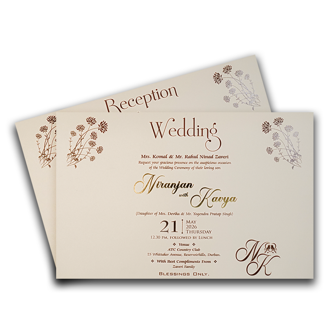 White Floral Ganesha Wedding Card-KSH73640