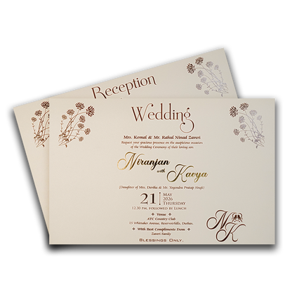 White Floral Ganesha Wedding Card-KSH73640