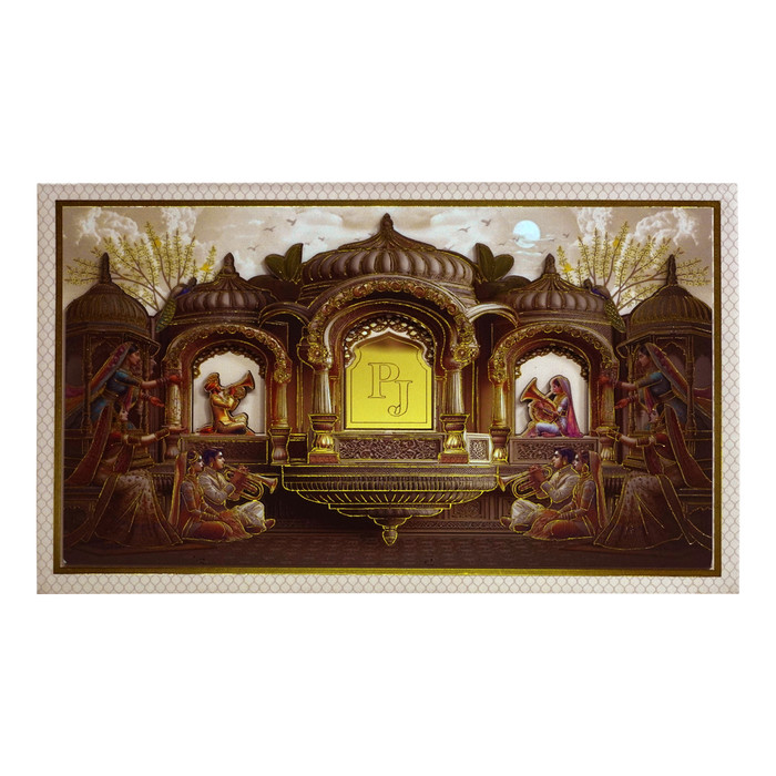 Light Cream Royal Padded Wedding Card-King of Cards