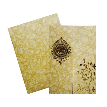 Brown Marbel Door-Style Wedding Card-KNKR029B