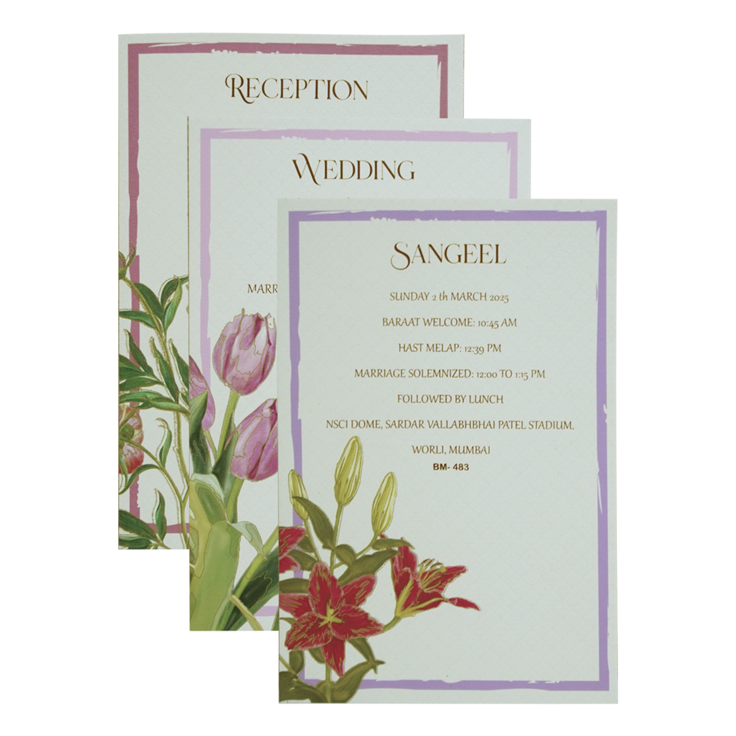 Pink Floral Marriage Card-KBM04830