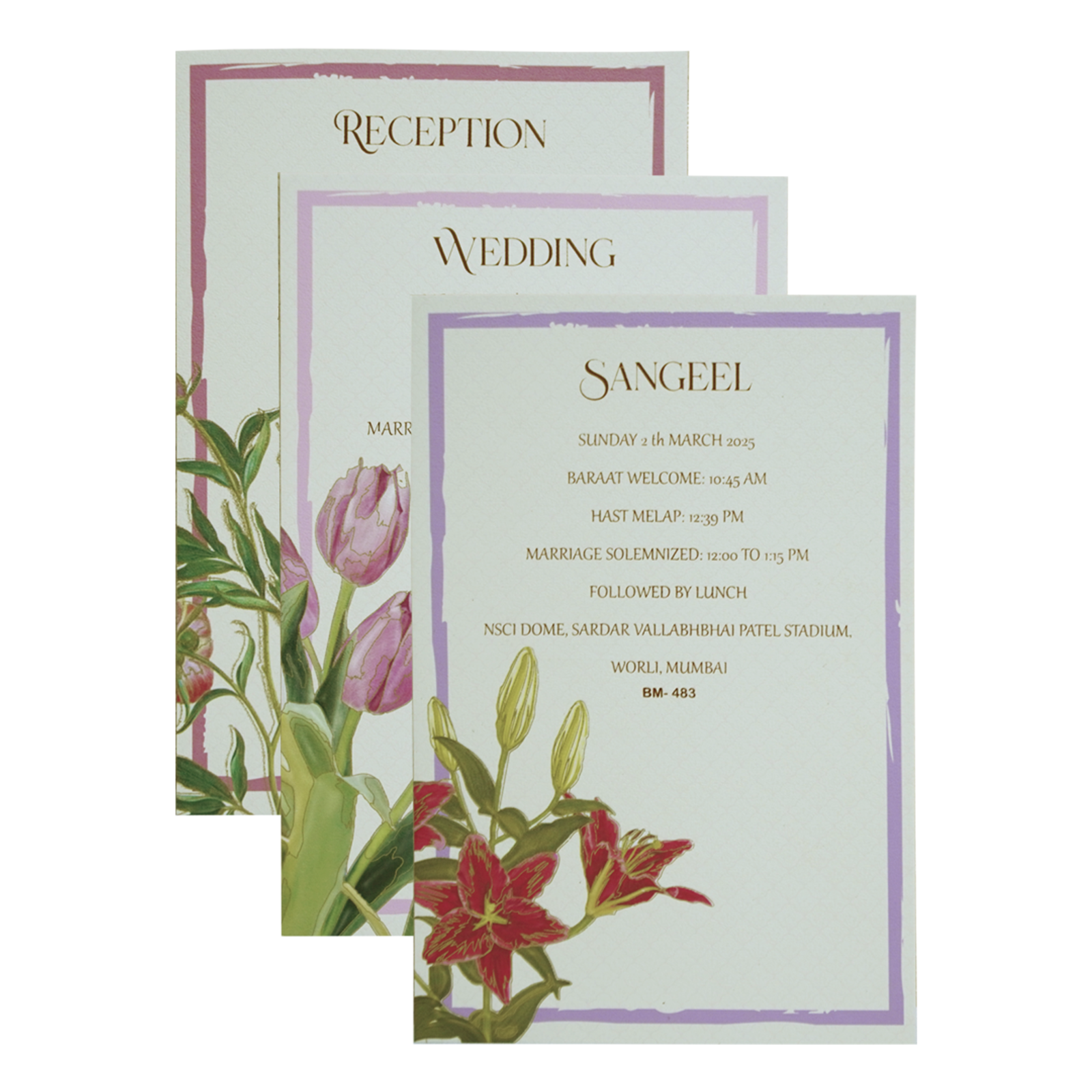 Pink Floral Marriage Card-KBM04830
