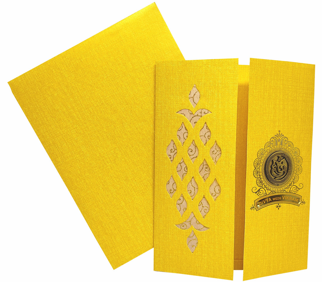 Gold Metallic Door Type Die Cut Floral Design-KNK50290