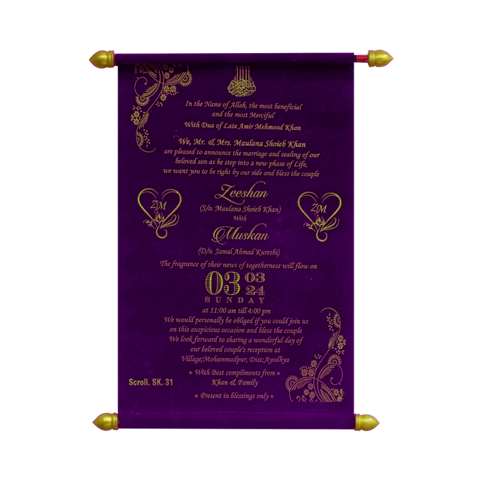 Dark Purple Velvet Scroll Card-King of Cards