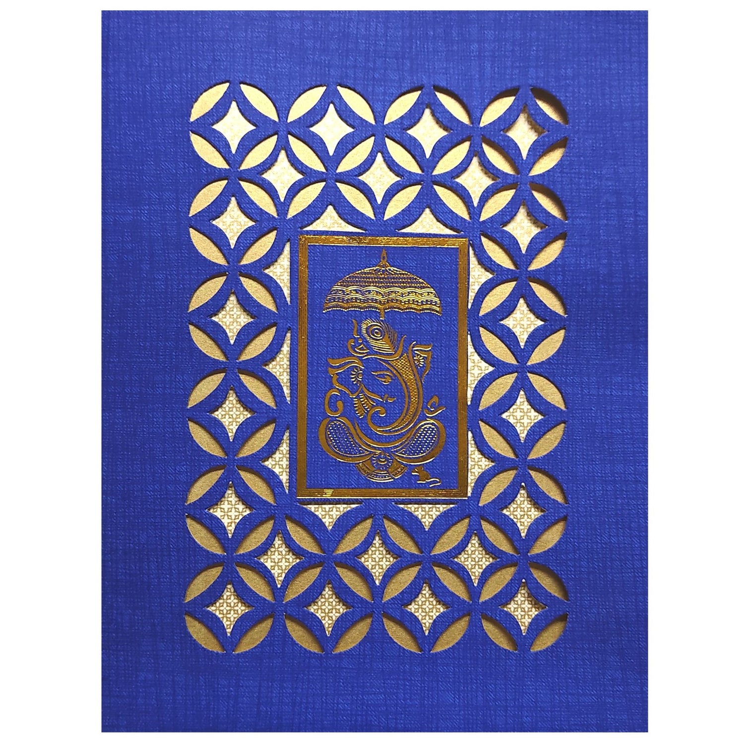 Elegant Blue Shading With Laser Cut Wedding Card - KNK50070