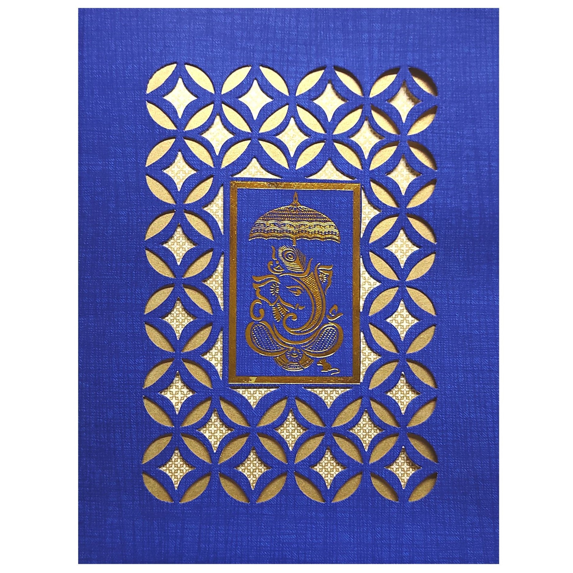 Elegant Blue Shading With Laser Cut Wedding Card - KNK50070