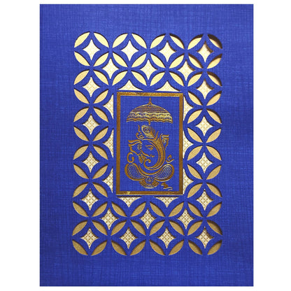 Elegant Blue Shading With Laser Cut Wedding Card - KNK50070