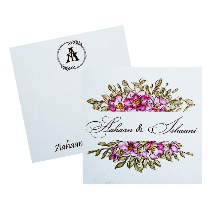 White Floral Theme Invitation-King of Cards