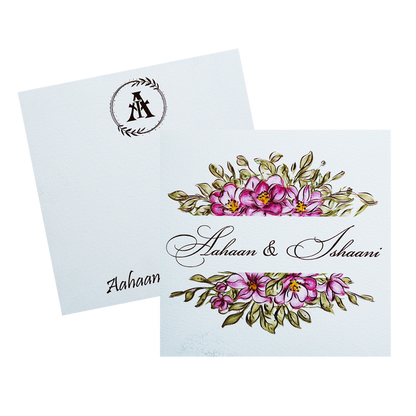 White Floral Theme Invitation-King of Cards